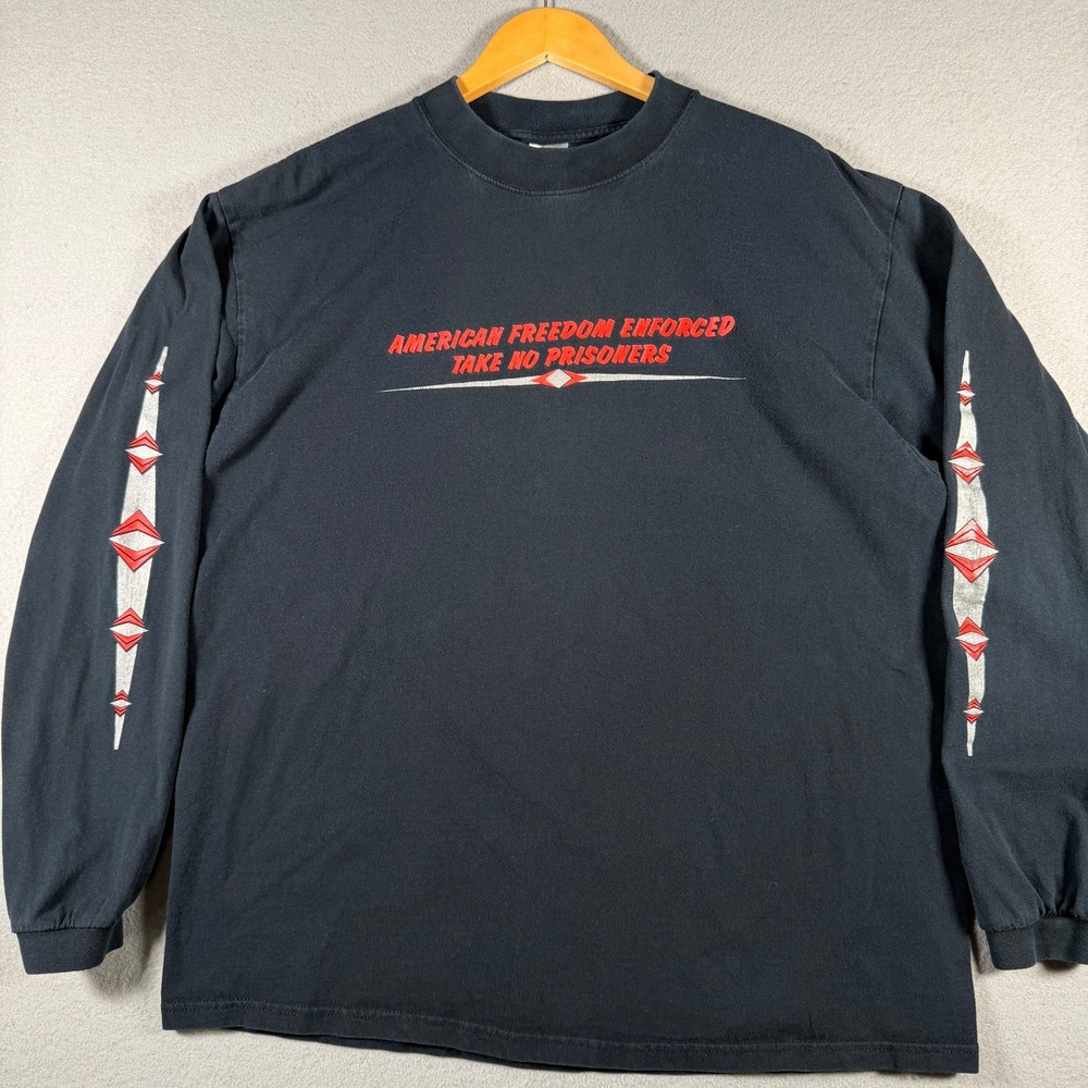 Vintage Enforcers Motorcycle Club Long Sleeve Graphic Tee Black XL Gildan